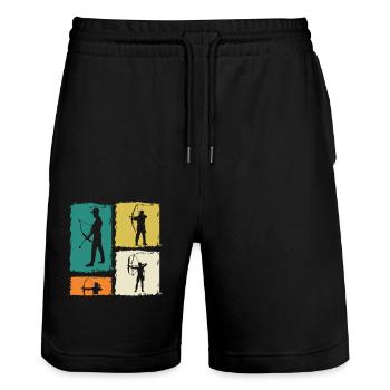 Bogenschütze Bogenschießen - Stanley/Stella Unisex Bio Joggingshorts Trainer  - Schwarz - Vorne - Nik (191cm) & Marisol (170cm)