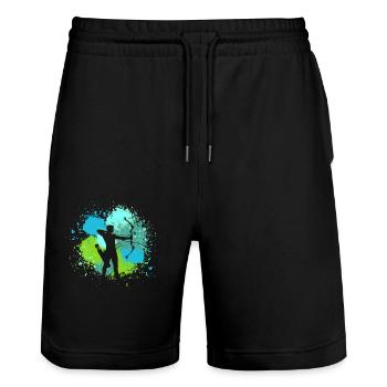 Bogenschütze Bogenschießen - Stanley/Stella Unisex Bio Joggingshorts Trainer  - Schwarz - Vorne - Nik (191cm) & Marisol (170cm)