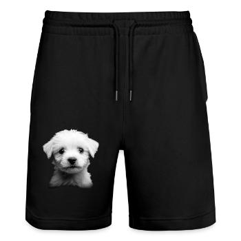 maltesisch - Stanley/Stella Unisex Bio Joggingshorts Trainer  - Schwarz - Vorne - Nik (191cm) & Marisol (170cm)