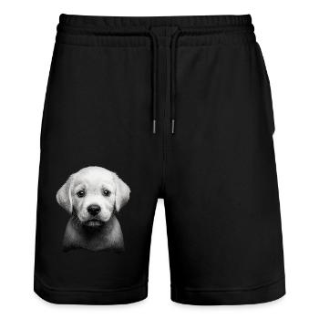 Labrador Retriever - Stanley/Stella Unisex Bio Joggingshorts Trainer  - Schwarz - Vorne - Nik (191cm) & Marisol (170cm)