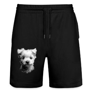 West Highland White - Stanley/Stella Unisex Bio Joggingshorts Trainer  - Schwarz - Vorne - Nik (191cm) & Marisol (170cm)