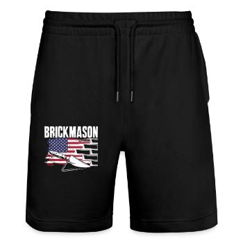 Bricklayer Bricklayer American Pride - Stanley/Stella Trainer Unisex Organic Jogging Shorts - black - Front - Nik (191cm) & Marisol (170cm)