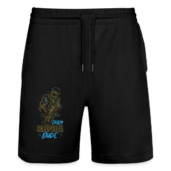 Saxophone Crazy Saxophone Dude - Stanley/Stella Unisex Bio Joggingshorts Trainer  - Schwarz - Vorne - Nik (191cm) & Marisol (170cm)
