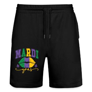 Lèvres Mardi Gras - Short de jogging bio TRAINER Stanley/Stella unisexe - noir - Devant - Nik (191cm) & Marisol (170cm)