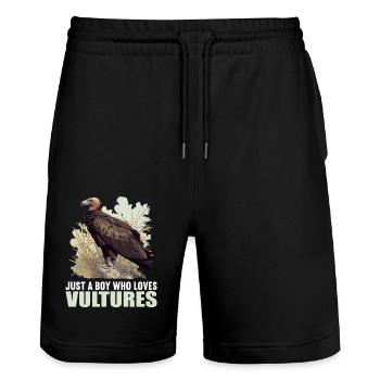 Vulture Geier - Stanley/Stella Unisex Bio Joggingshorts Trainer  - Schwarz - Vorne - Nik (191cm) & Marisol (170cm)