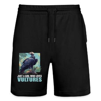 Vulture Geier - Stanley/Stella Unisex Bio Joggingshorts Trainer  - Schwarz - Vorne - Nik (191cm) & Marisol (170cm)