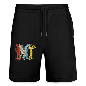 Saxophone Retro Vintage - Stanley/Stella Trainer Unisex Organic Jogging Shorts - black - Front - Nik (191cm) & Marisol (170cm)