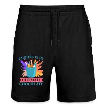 Artist Painter Graphic Painting Ultimate Chocolate - Stanley/Stella Trainer Unisex Organic Jogging Shorts - black - Front - Nik (191cm) & Marisol (170cm)