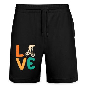 Vélo VTT - Short de jogging bio TRAINER Stanley/Stella unisexe - noir - Devant - Nik (191cm) & Marisol (170cm)