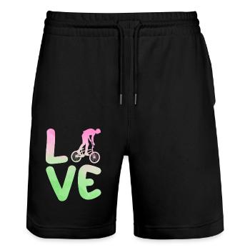 Vélo VTT - Short de jogging bio TRAINER Stanley/Stella unisexe - noir - Devant - Nik (191cm) & Marisol (170cm)