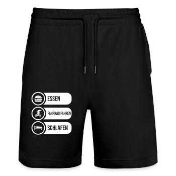 Vélo VTT - Short de jogging bio TRAINER Stanley/Stella unisexe - noir - Devant - Nik (191cm) & Marisol (170cm)