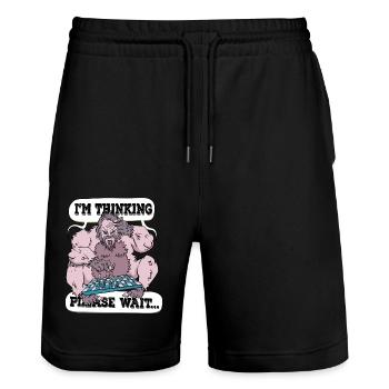 I'm thinking please wait Chess - Stanley/Stella Trainer Unisex Organic Jogging Shorts - black - Front - Nik (191cm) & Marisol (170cm)