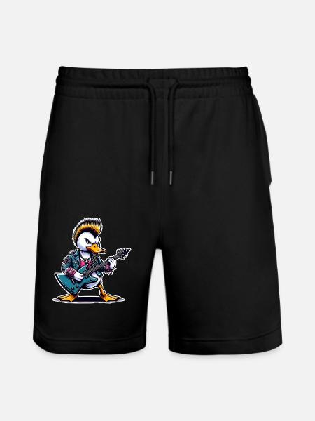 Duck Rock and Roll Guitarist - Stanley/Stella Trainer Unisex Organic Jogging Shorts - black