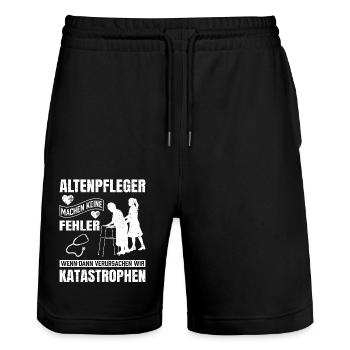 Altenpfleger Geschenk Altenpflege Pflegefachkraft - Stanley/Stella Unisex Bio Joggingshorts Trainer  - Schwarz - Vorne - Nik (191cm) & Marisol (170cm)