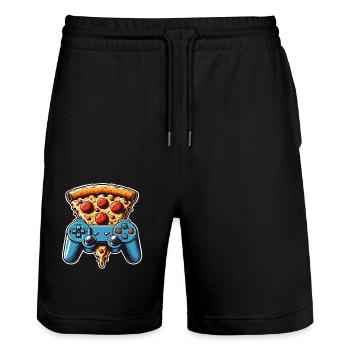 Pizza Gaming Gamer - Short de jogging bio TRAINER Stanley/Stella unisexe - noir - Devant - Nik (191cm) & Marisol (170cm)