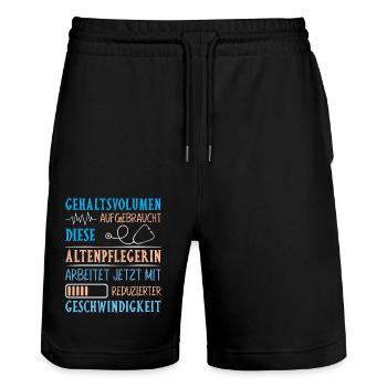 Altenpfleger Geschenk Altenpflege Pflegefachkraft - Stanley/Stella Unisex Bio Joggingshorts Trainer  - Schwarz - Vorne - Nik (191cm) & Marisol (170cm)