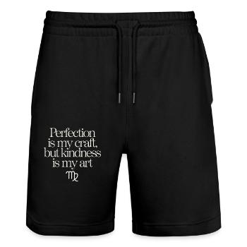 Jungfrau Sternzeichen: Perfektion Und - Stanley/Stella Unisex Bio Joggingshorts Trainer  - Schwarz - Vorne - Nik (191cm) & Marisol (170cm)