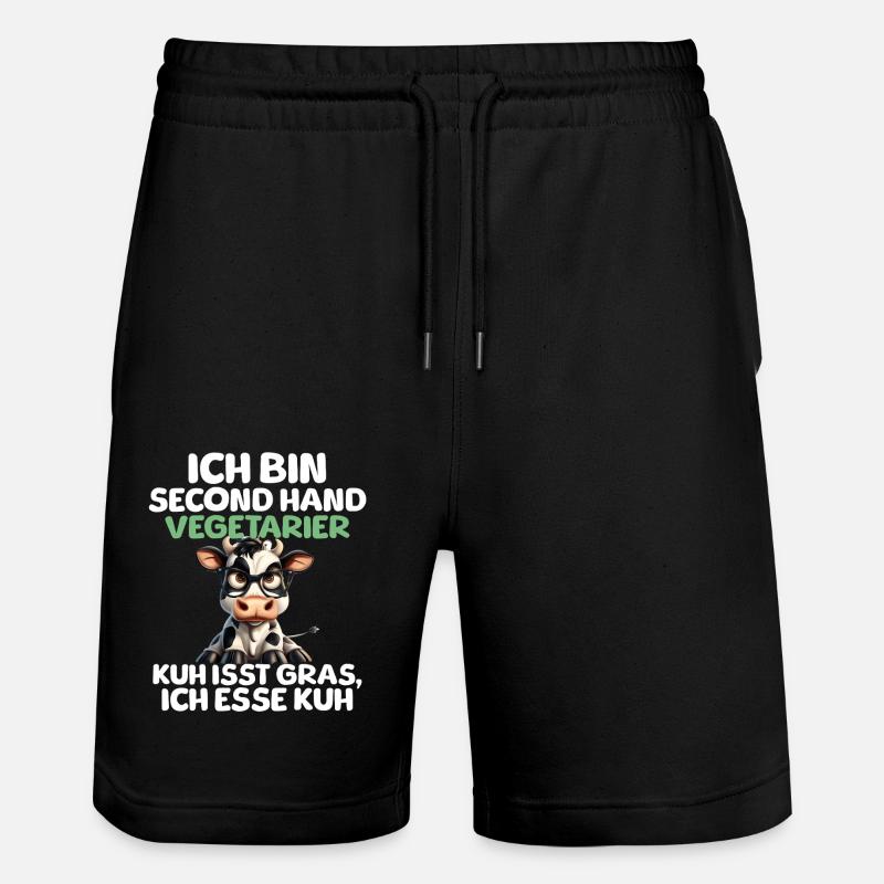 Second Hand Vegetarier - Stanley/Stella Unisex Bio Joggingshorts Trainer  - Schwarz