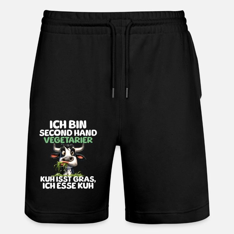 Second Hand Vegetarier - Stanley/Stella Unisex Bio Joggingshorts Trainer  - Schwarz