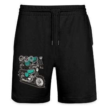 S51 (turquoise) // Illustration - Stanley/Stella Trainer Unisex Organic Jogging Shorts - black - Front - Nik (191cm) & Marisol (170cm)