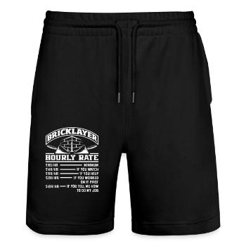 Maurer Stundensatz Lustige Erklärung Design - Stanley/Stella Unisex Bio Joggingshorts Trainer  - Schwarz - Vorne - Nik (191cm) & Marisol (170cm)