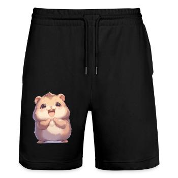 Lemmings Lemming - Stanley/Stella Trainer Unisex Organic Jogging Shorts - black - Front - Nik (191cm) & Marisol (170cm)