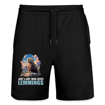 Lemmings Lemming - Stanley/Stella Trainer Unisex Organic Jogging Shorts - black - Front - Nik (191cm) & Marisol (170cm)