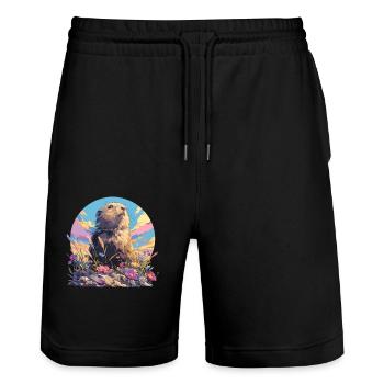 Lemmings Lemming - Stanley/Stella Trainer Unisex Organic Jogging Shorts - black - Front - Nik (191cm) & Marisol (170cm)