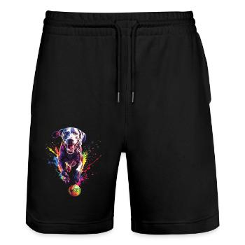 Weimaraner - Stanley/Stella Unisex Bio Joggingshorts Trainer  - Schwarz - Vorne - Nik (191cm) & Marisol (170cm)