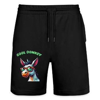 Âne Bande Dessinée Cool - Short de jogging bio TRAINER Stanley/Stella unisexe - noir - Devant - Nik (191cm) & Marisol (170cm)