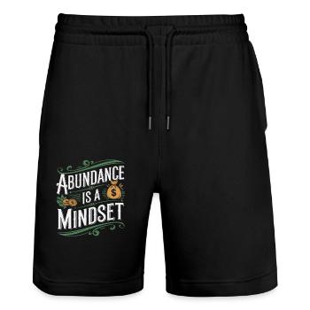 Abundance is a state of mind Quote - Stanley/Stella Trainer Unisex Organic Jogging Shorts - black - Front - Nik (191cm) & Marisol (170cm)