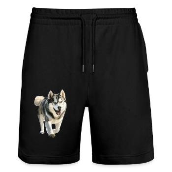 Alaskan Malamute - Stanley/Stella Unisex Bio Joggingshorts Trainer  - Schwarz - Vorne - Nik (191cm) & Marisol (170cm)
