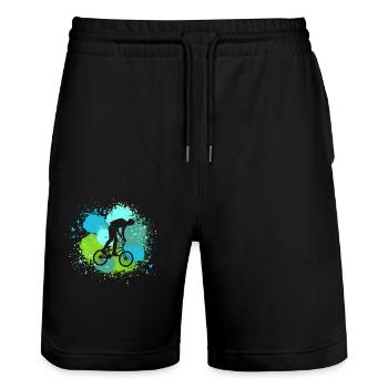 Vélo VTT - Short de jogging bio TRAINER Stanley/Stella unisexe - noir - Devant - Nik (191cm) & Marisol (170cm)