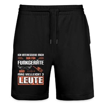 Amateurfunk Geschenke für Funker Funkamateur - Stanley/Stella Unisex Bio Joggingshorts Trainer  - Schwarz - Vorne - Nik (191cm) & Marisol (170cm)