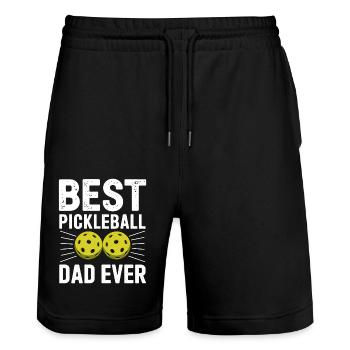 Pickleball Saying Dad Funny Pickleball Gift - Stanley/Stella Trainer Unisex Organic Jogging Shorts - black - Front - Nik (191cm) & Marisol (170cm)