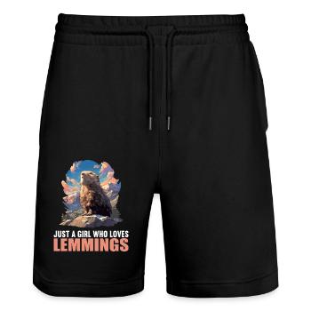 Lemmings Lemming - Stanley/Stella Trainer Unisex Organic Jogging Shorts - black - Front - Nik (191cm) & Marisol (170cm)