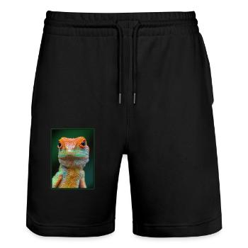 Lézards Lézard - Short de jogging bio TRAINER Stanley/Stella unisexe - noir - Devant - Nik (191cm) & Marisol (170cm)