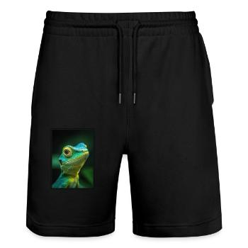 Lizards Lizard - Stanley/Stella Trainer Unisex Organic Jogging Shorts - black - Front - Nik (191cm) & Marisol (170cm)