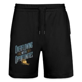 Manifesting Abundance with Possibilities - Stanley/Stella Trainer Unisex Organic Jogging Shorts - black - Front - Nik (191cm) & Marisol (170cm)