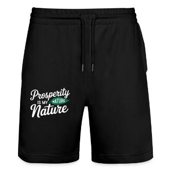 Manifestieren Von Wohlstand Zitat Natur - Stanley/Stella Unisex Bio Joggingshorts Trainer  - Schwarz - Vorne - Nik (191cm) & Marisol (170cm)