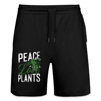 Amoureux des plantes Jardinière Fille Paix - Short de jogging bio TRAINER Stanley/Stella unisexe - noir - Devant - Nik (191cm) & Marisol (170cm)
