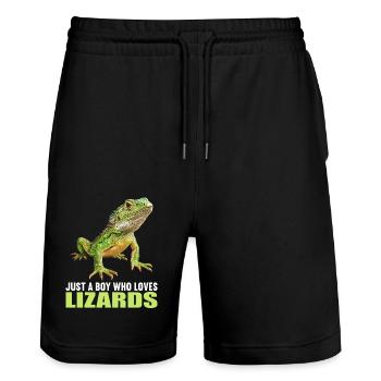 Lézards Lézard - Short de jogging bio TRAINER Stanley/Stella unisexe - noir - Devant - Nik (191cm) & Marisol (170cm)
