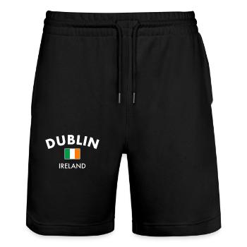 Dublin Ireland Ireland Irish Flag Proud Irishman - Stanley/Stella Trainer Unisex Organic Jogging Shorts - black - Front - Nik (191cm) & Marisol (170cm)