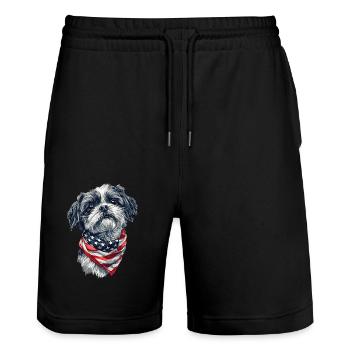 Shih Tzu - Stanley/Stella Unisex Bio Joggingshorts Trainer  - Schwarz - Vorne - Nik (191cm) & Marisol (170cm)