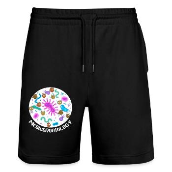Mauzkrobiologie - Stanley/Stella Unisex Bio Joggingshorts Trainer  - Schwarz - Vorne - Nik (191cm) & Marisol (170cm)