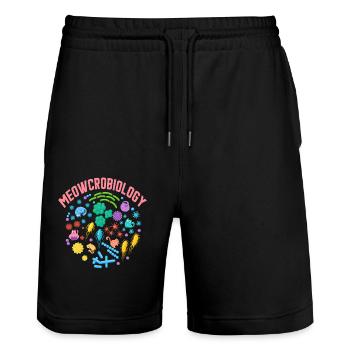 Mauzkrobiologie - Stanley/Stella Unisex Bio Joggingshorts Trainer  - Schwarz - Vorne - Nik (191cm) & Marisol (170cm)