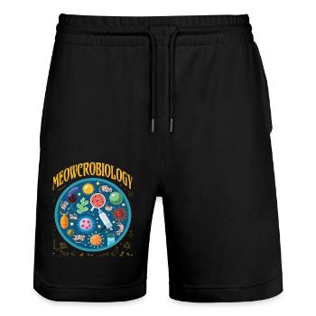 Mauzkrobiologie - Stanley/Stella Unisex Bio Joggingshorts Trainer  - Schwarz - Vorne - Nik (191cm) & Marisol (170cm)