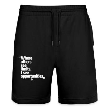 Aries Zodiac Sign: Where Others See Limits, See - Stanley/Stella Trainer Unisex Organic Jogging Shorts - black - Front - Nik (191cm) & Marisol (170cm)