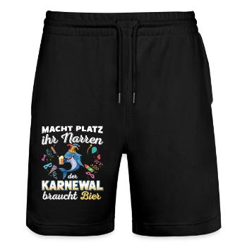 Konfetti Fasching Karneval Spaß Design - Stanley/Stella Unisex Bio Joggingshorts Trainer  - Schwarz - Vorne - Nik (191cm) & Marisol (170cm)