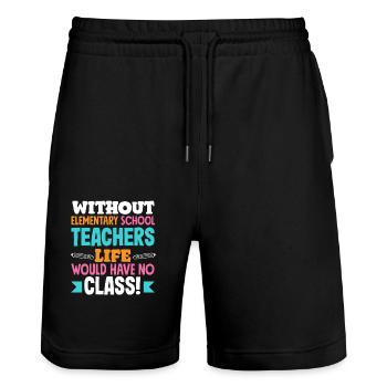 Primary school teacher without a teacher Life without a class - Stanley/Stella Trainer Unisex Organic Jogging Shorts - black - Front - Nik (191cm) & Marisol (170cm)